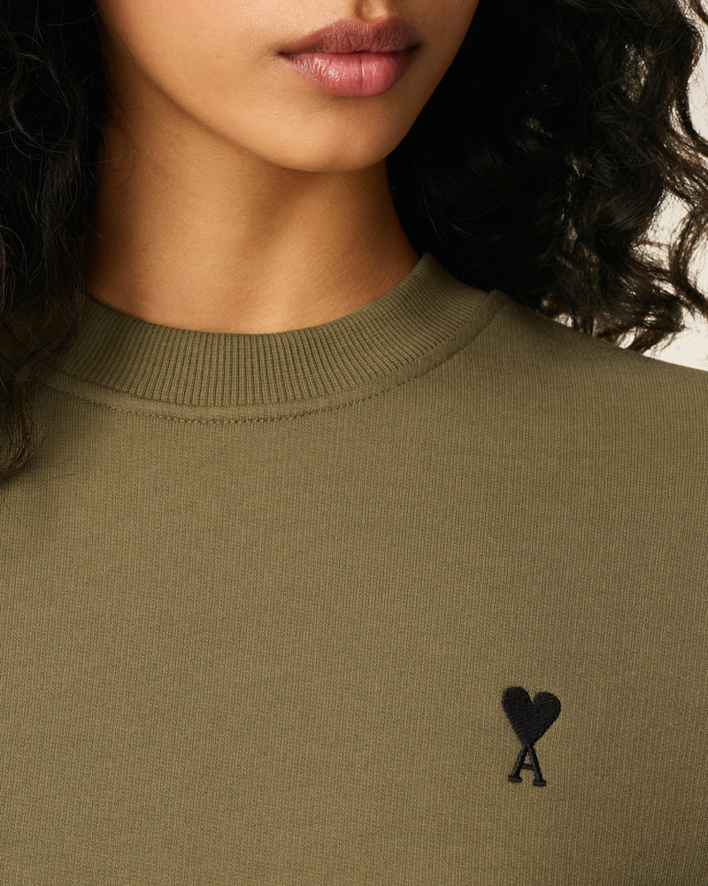 GREEN COTTON CONTRASTED AMI DE COEUR SWEATSHIRT