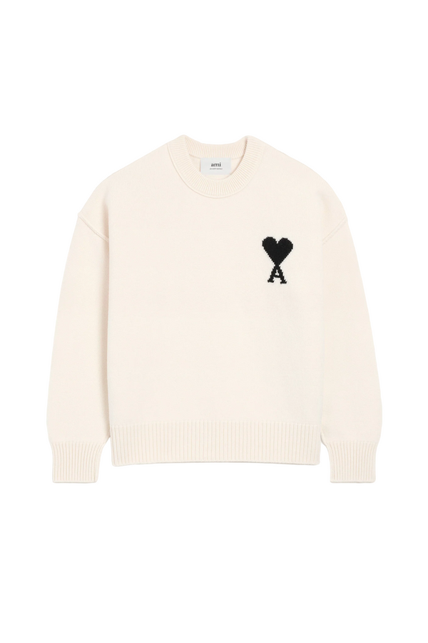 WHITE WOOL AMI DE COEUR CREWNECK SWEATER