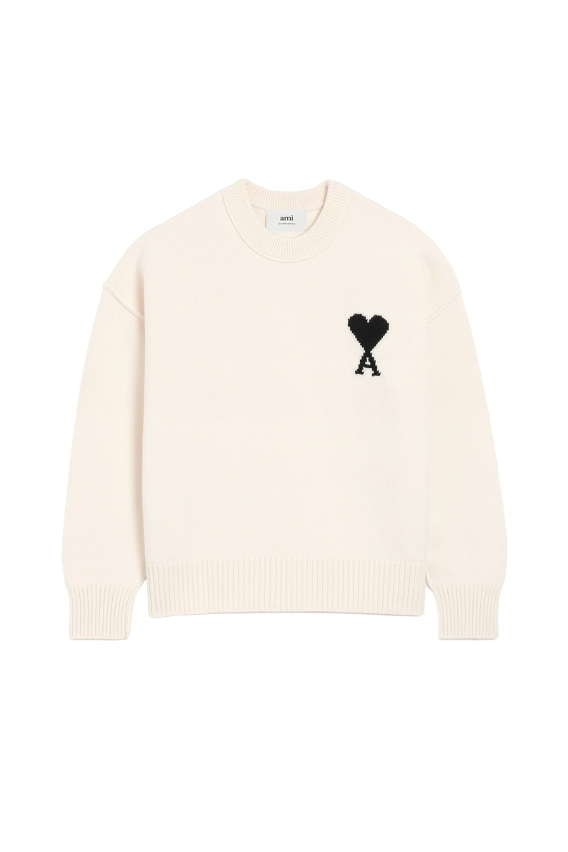 WHITE WOOL AMI DE COEUR CREWNECK SWEATER