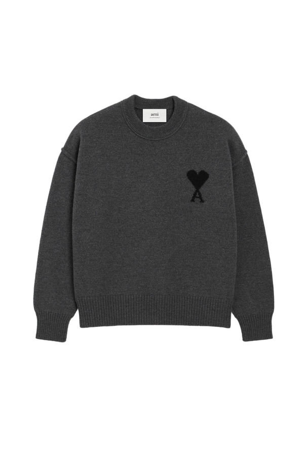 GREY WOOL AMI DE COEUR CREWNECK SWEATER