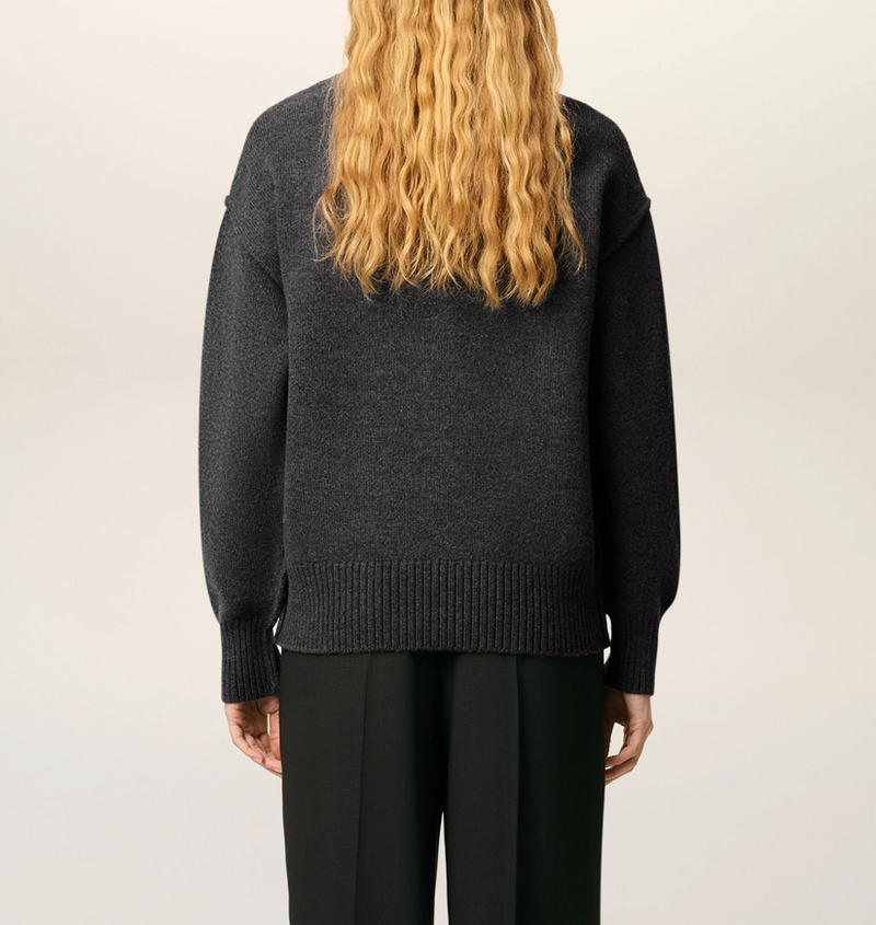 GREY WOOL AMI DE COEUR CREWNECK SWEATER