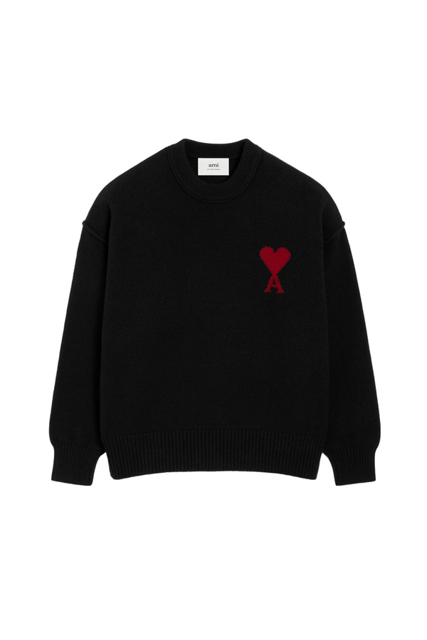 BLACK WOOL AMI DE COEUR CREWNECK SWEATER