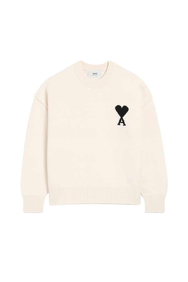 WHITE WOOL AMI DE COEUR CREWNECK SWEATER
