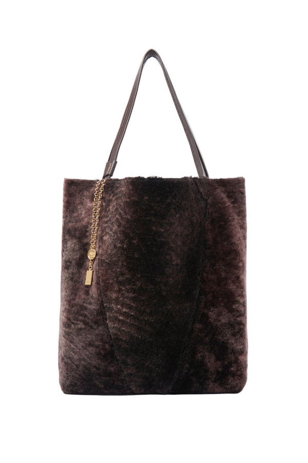 LARGE CHLOÉ SPIN TOTE BAG IN SHEARLING