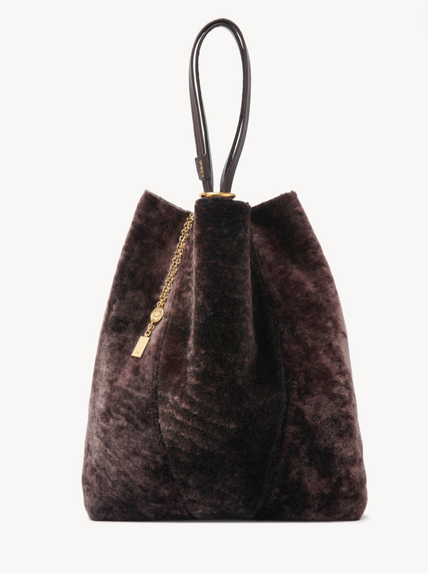 LARGE CHLOÉ SPIN TOTE BAG IN SHEARLING