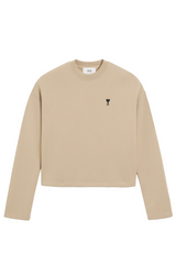 BEIGE COTTON CONTRASTED AMI DE COEUR SWEATSHIRT