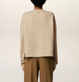 BEIGE COTTON CONTRASTED AMI DE COEUR SWEATSHIRT