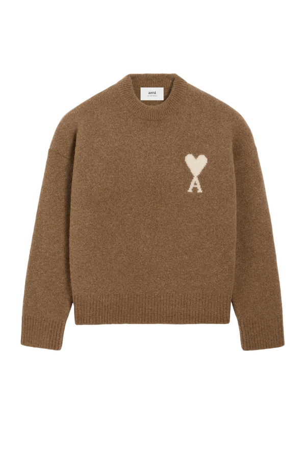BROWN ALPACA AMI DE COEUR CREWNECK SWEATER