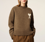 BROWN ALPACA AMI DE COEUR CREWNECK SWEATER