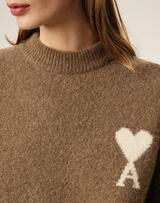 BROWN ALPACA AMI DE COEUR CREWNECK SWEATER