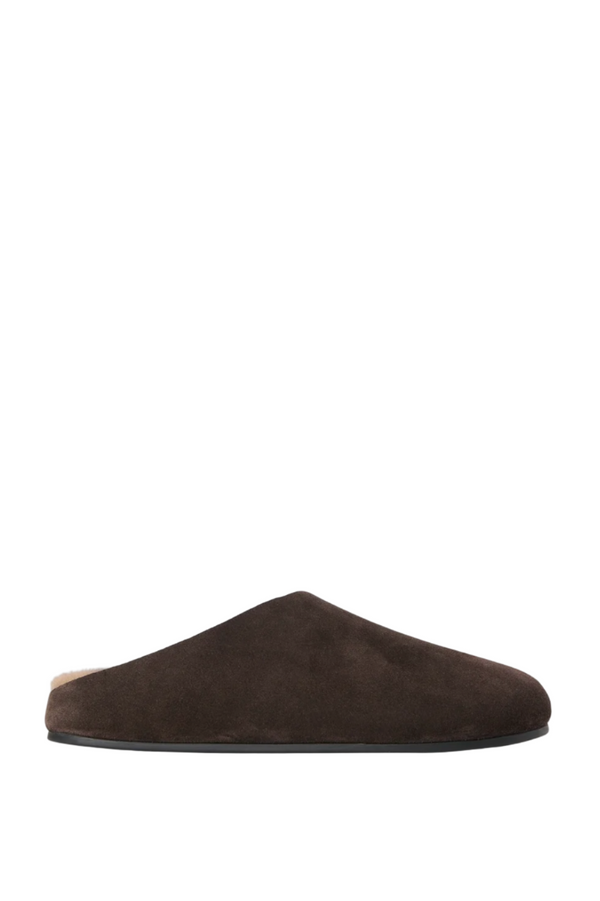 Hudson Slide in Suede and Shearling
