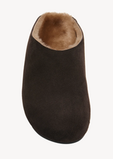 Hudson Slide in Suede and Shearling