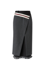 Pinstripe Wrap Midi Skirt