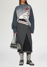 Pinstripe Wrap Midi Skirt