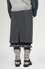 Pinstripe Wrap Midi Skirt