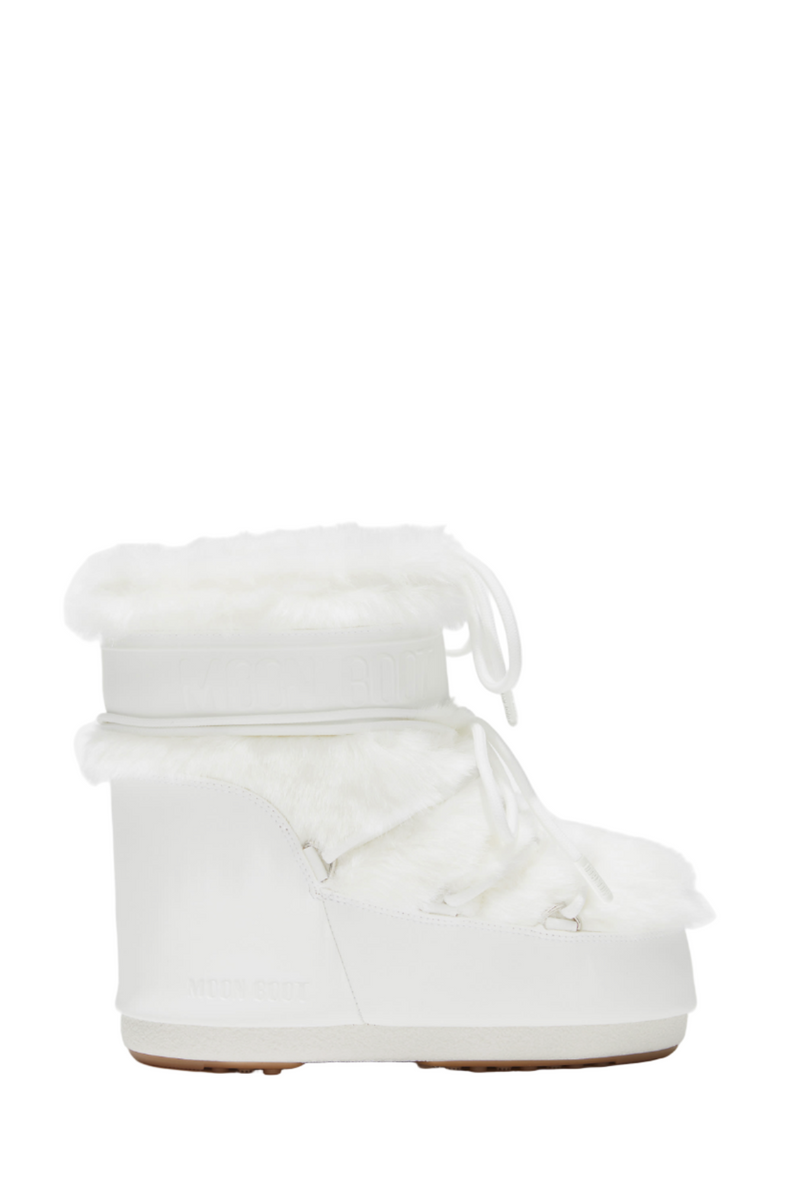 ICON LOW WHITE FAUX-FUR BOOTS