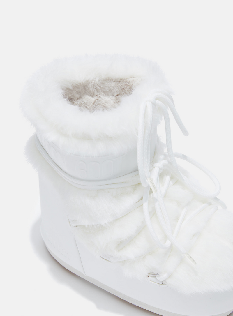 ICON LOW WHITE FAUX-FUR BOOTS