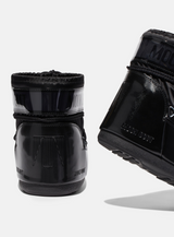 ICON LOW GLANCE BLACK SATIN BOOTS