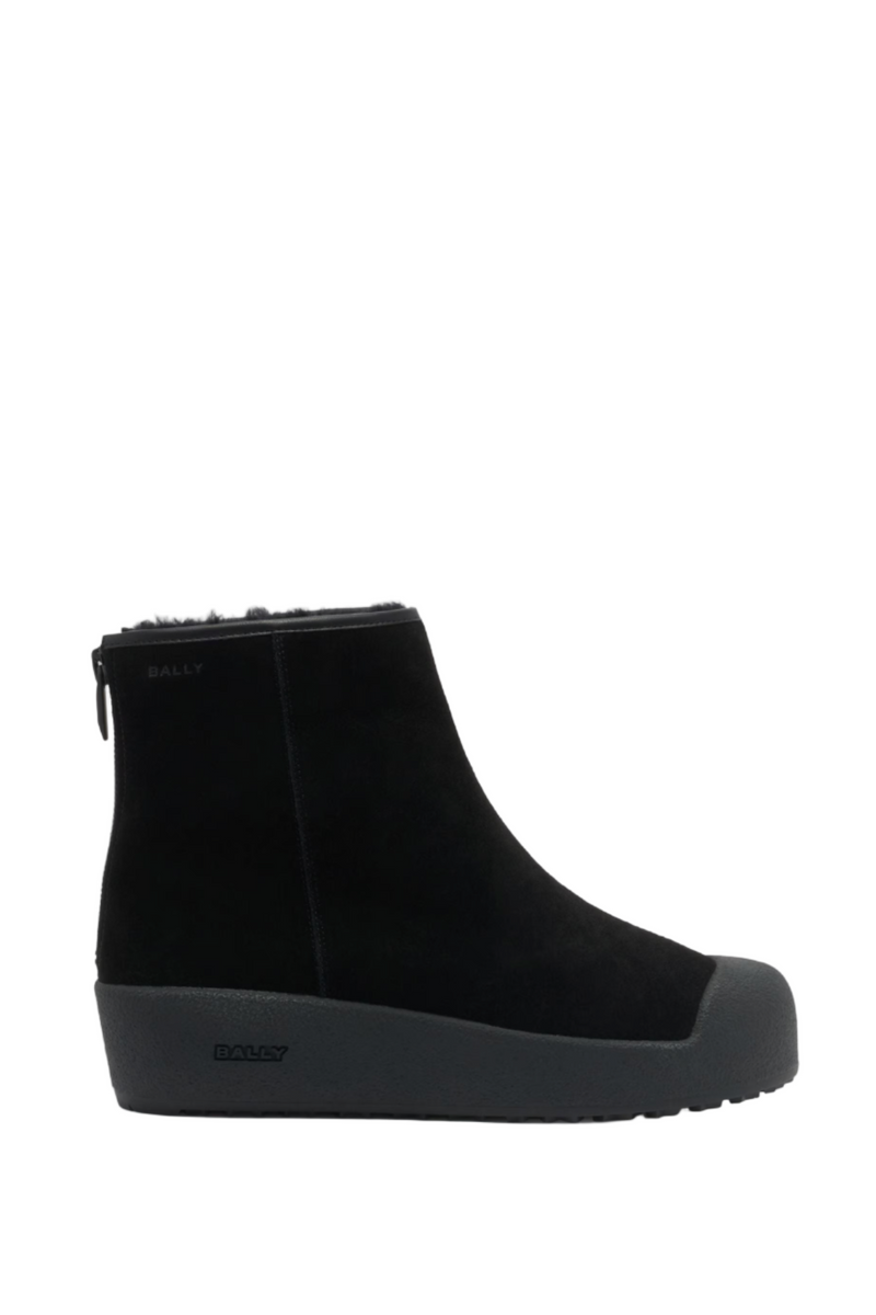 Bally Curling Bootie in Black Suede