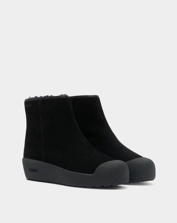 Bally Curling Bootie in Black Suede