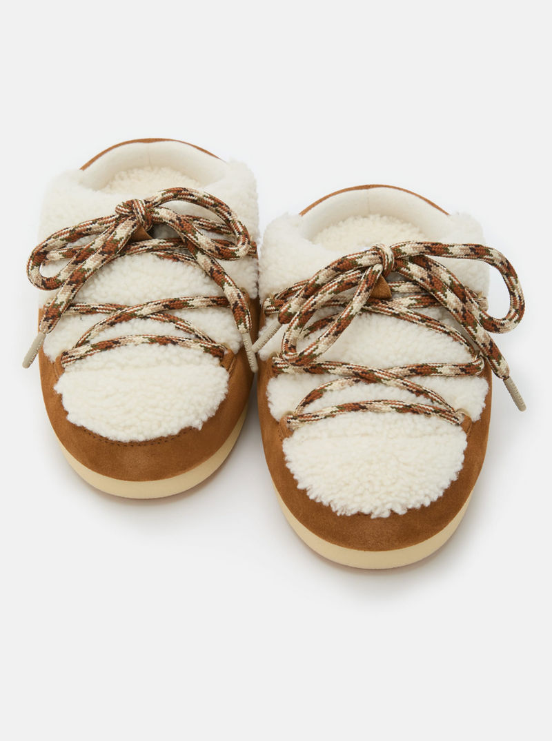 EVX BROWN SHEARLING MULES