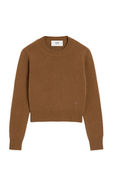BROWN CASHMERE AMI DE COEUR CREWNECK SWEATER
