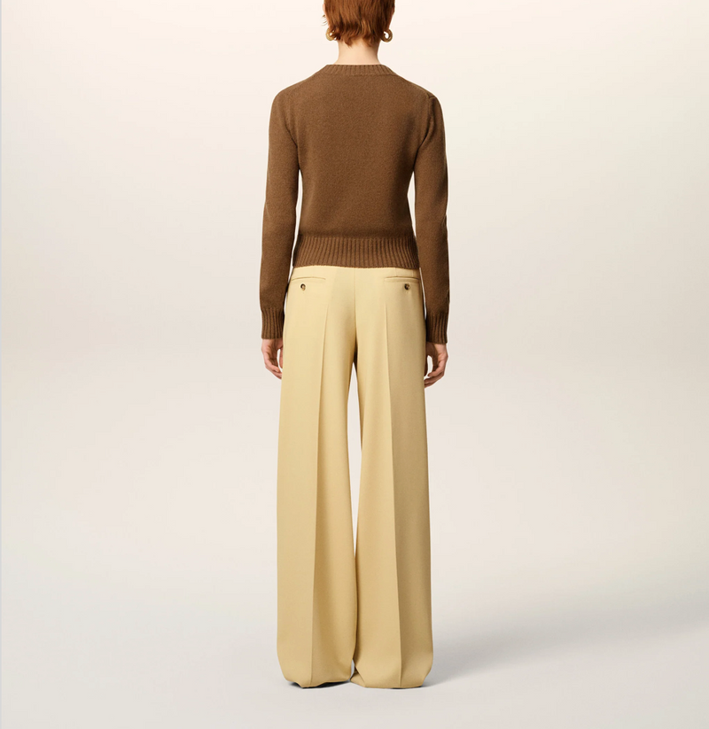 BROWN CASHMERE AMI DE COEUR CREWNECK SWEATER