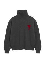 GREY WOOL AMI DE COEUR FUNNEL NECK SWEATER