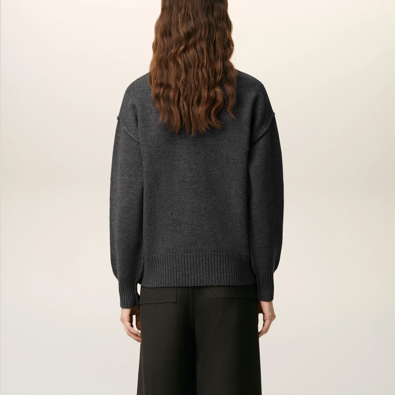 GREY WOOL AMI DE COEUR FUNNEL NECK SWEATER