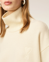 WHITE WOOL AMI DE COEUR FUNNEL NECK SWEATER