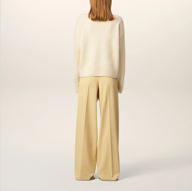 WHITE WOOL AMI DE COEUR FUNNEL NECK SWEATER