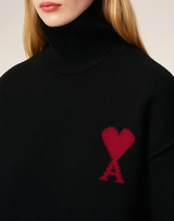 BLACK WOOL AMI DE COEUR FUNNEL NECK SWEATER