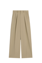 PLEATED TROUSERS IN COTTON AND WOOL GABARDINE
