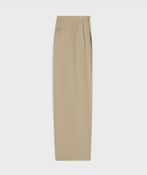 PLEATED TROUSERS IN COTTON AND WOOL GABARDINE