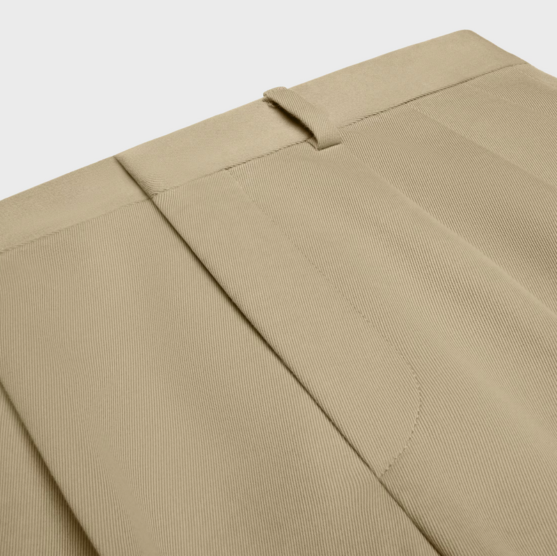 PLEATED TROUSERS IN COTTON AND WOOL GABARDINE