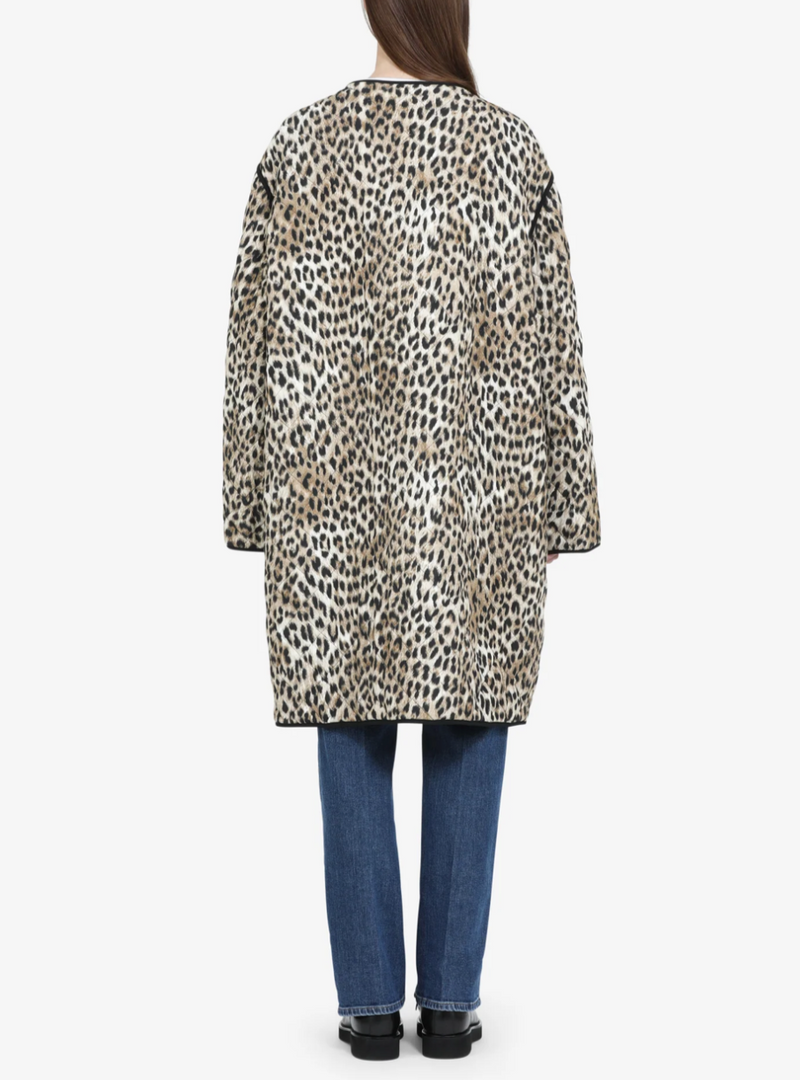 LONG LEOPARD-PRINT DOUBLE-FACED PARKA