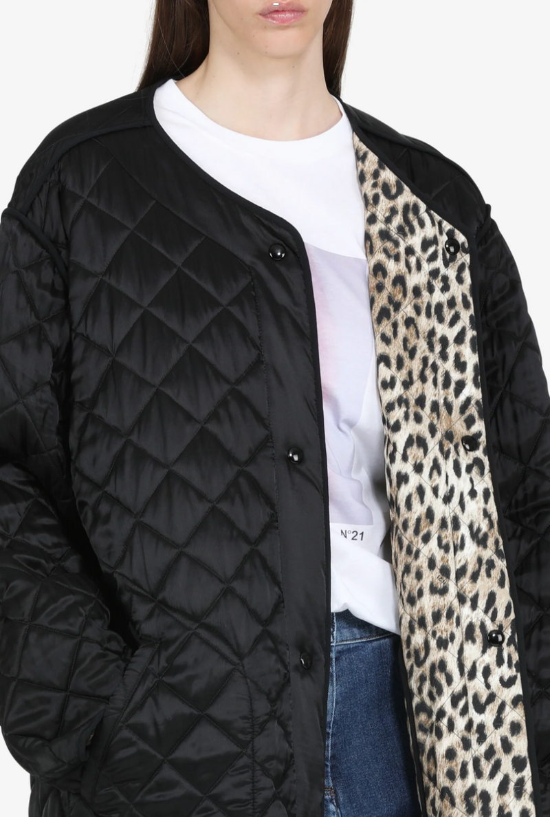 LONG LEOPARD-PRINT DOUBLE-FACED PARKA