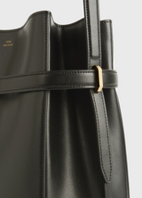 Belted leather bucket bag bark