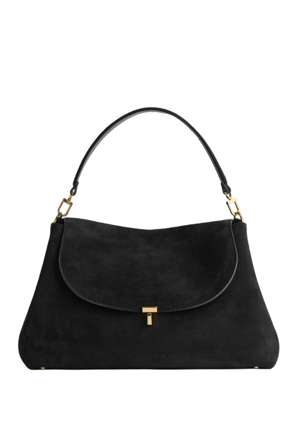 T-lock suede satchel black