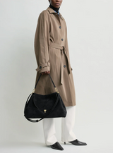 T-lock suede satchel black