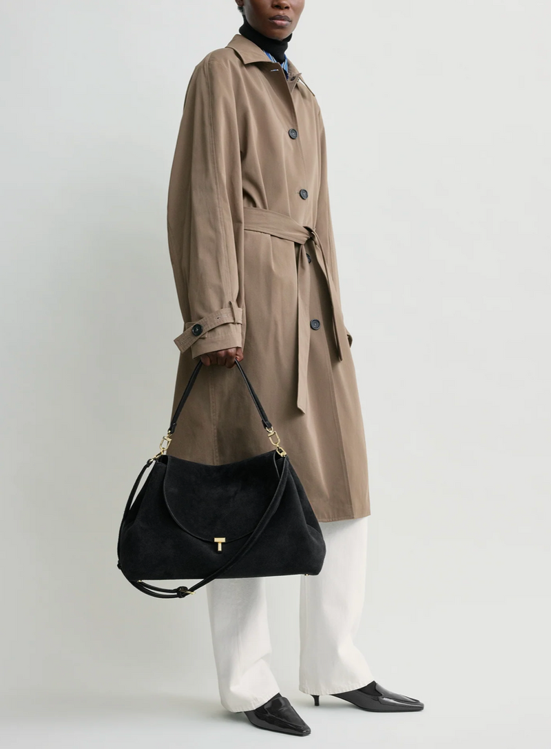 T-lock suede satchel black