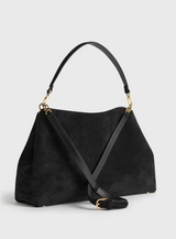 T-lock suede satchel black