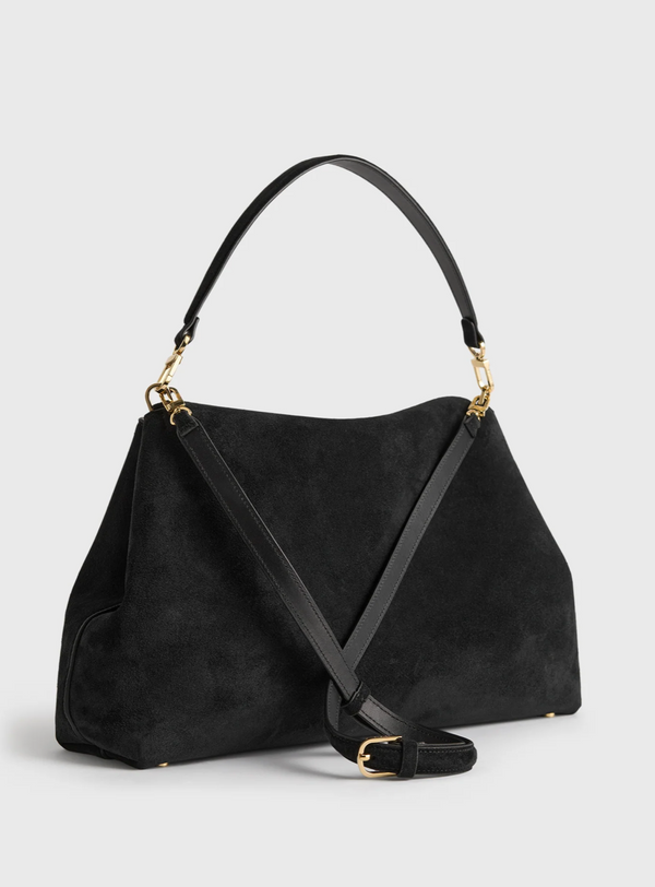 T-lock suede satchel black