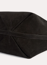 Belted suede tote espresso