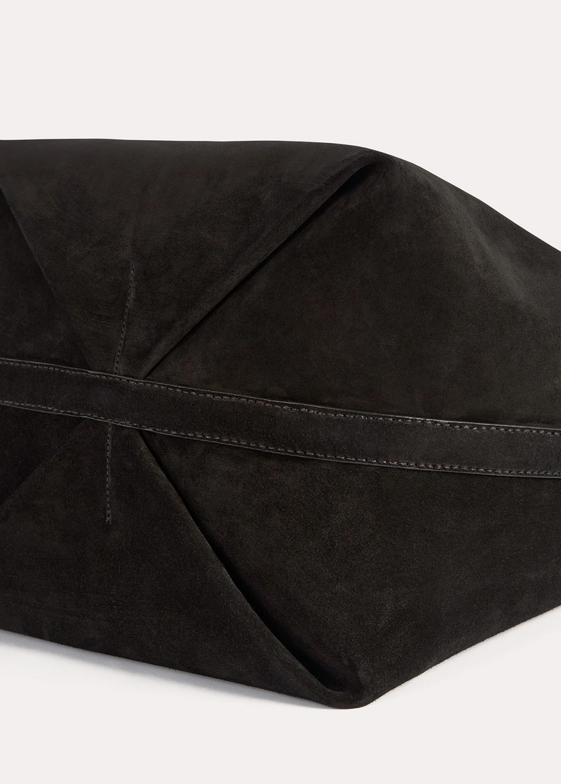 Belted suede tote espresso