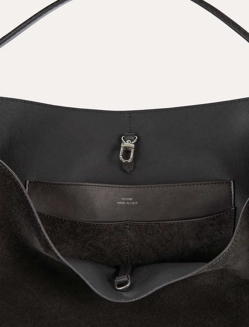 Belted suede tote espresso