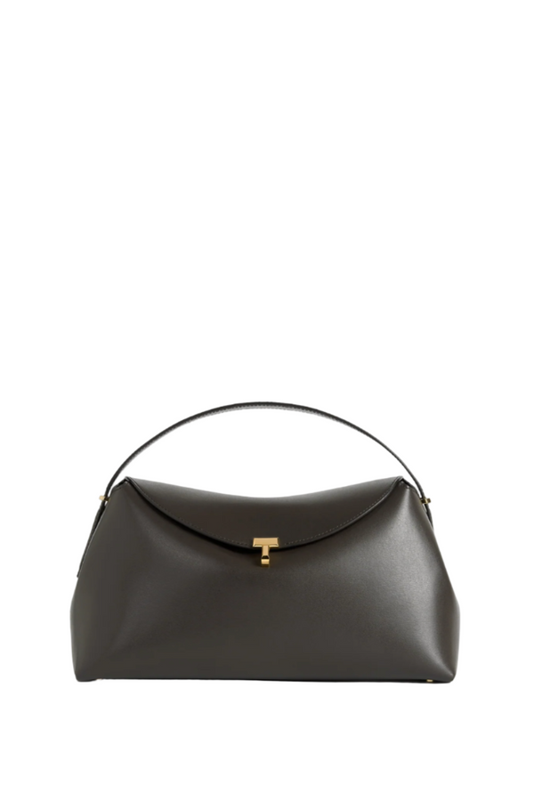 T-lock leather top handle bark