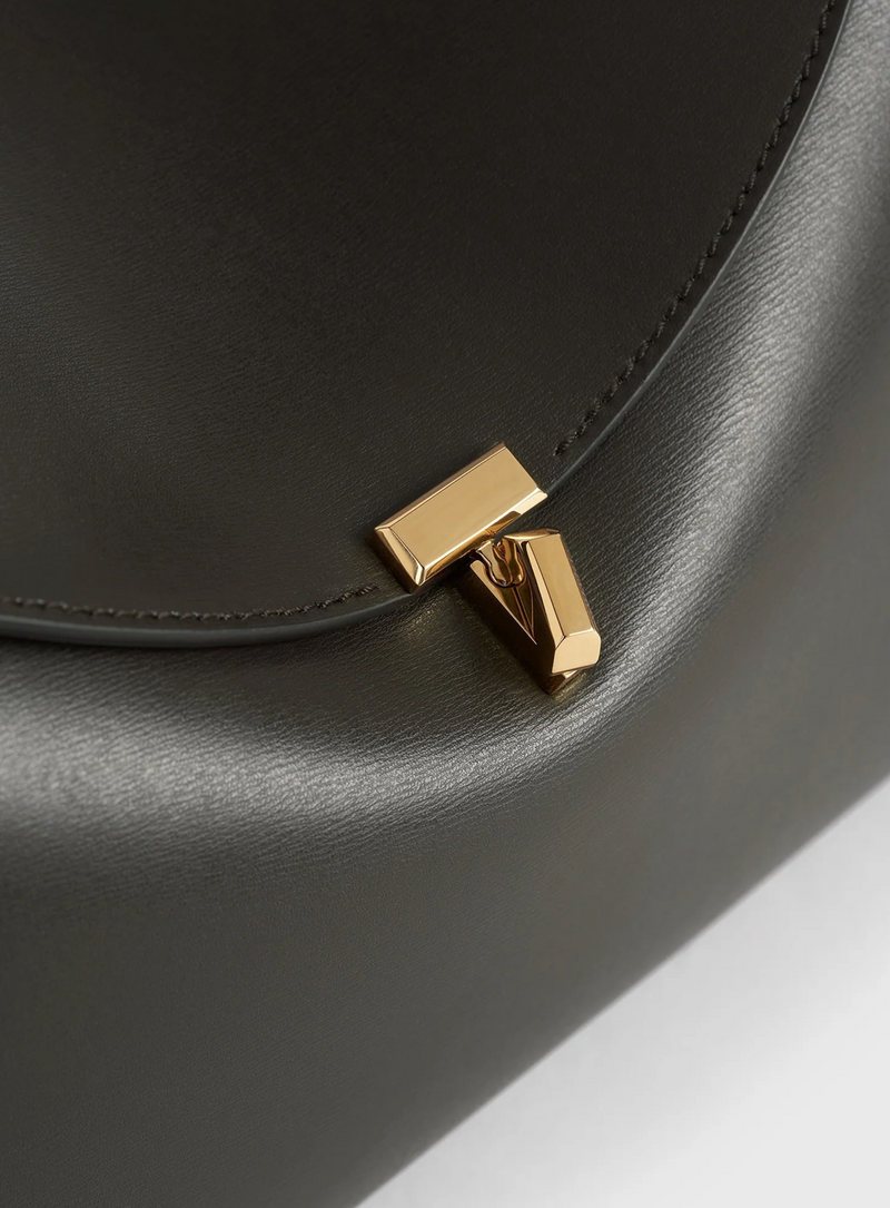 T-lock leather top handle bark