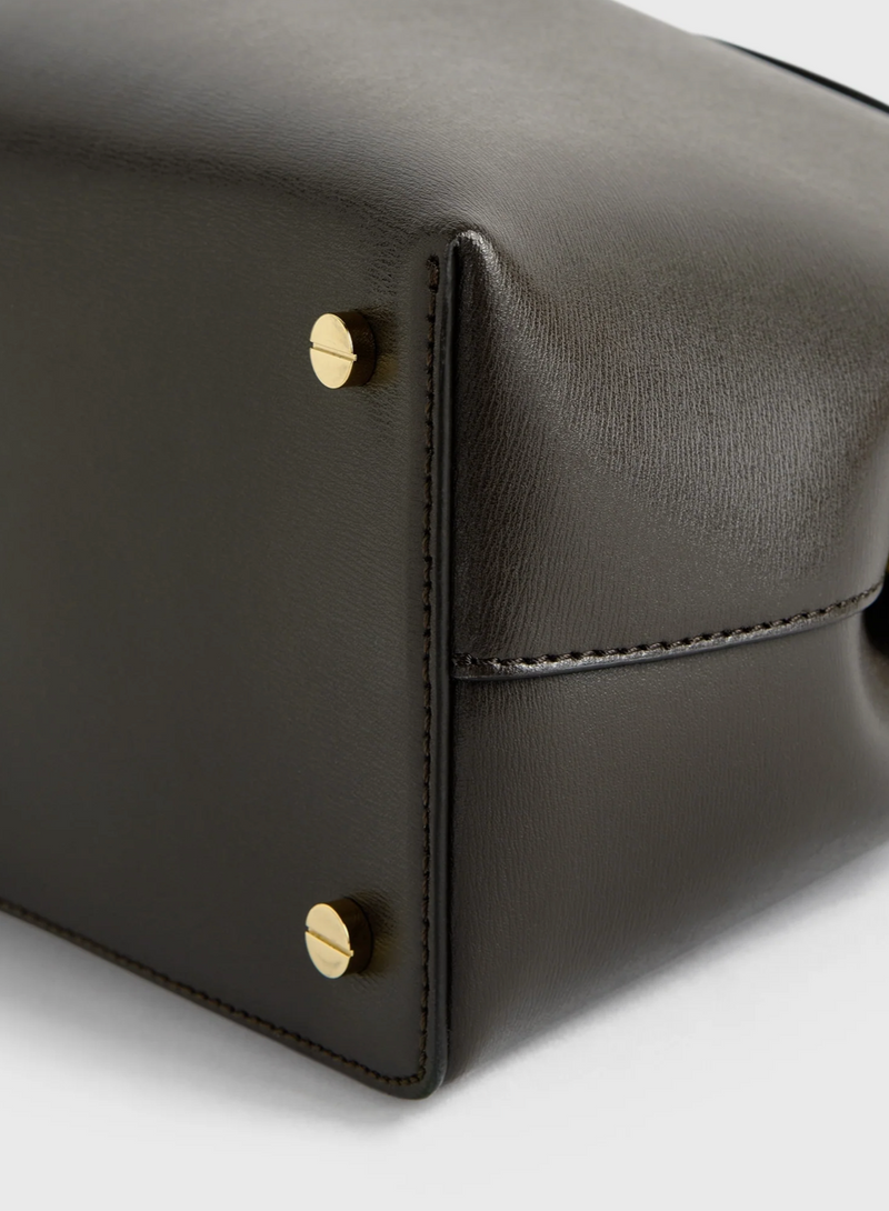 T-lock leather top handle bark