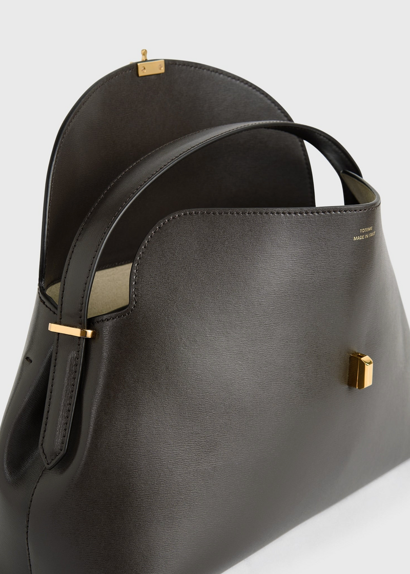 T-lock leather top handle bark